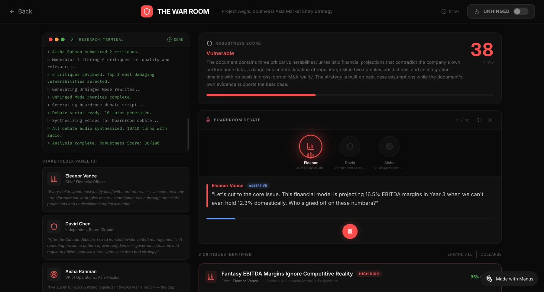 The War Room — product screen 2.