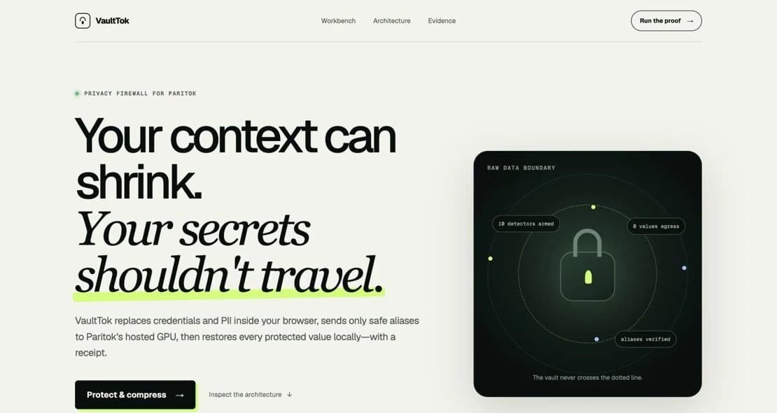 VaultTok — product screen 1.